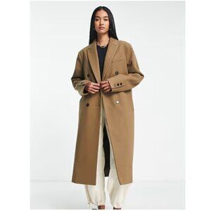 NWOT Topshop Double Breasted Long Coat in Dark Camel 6 (medium)